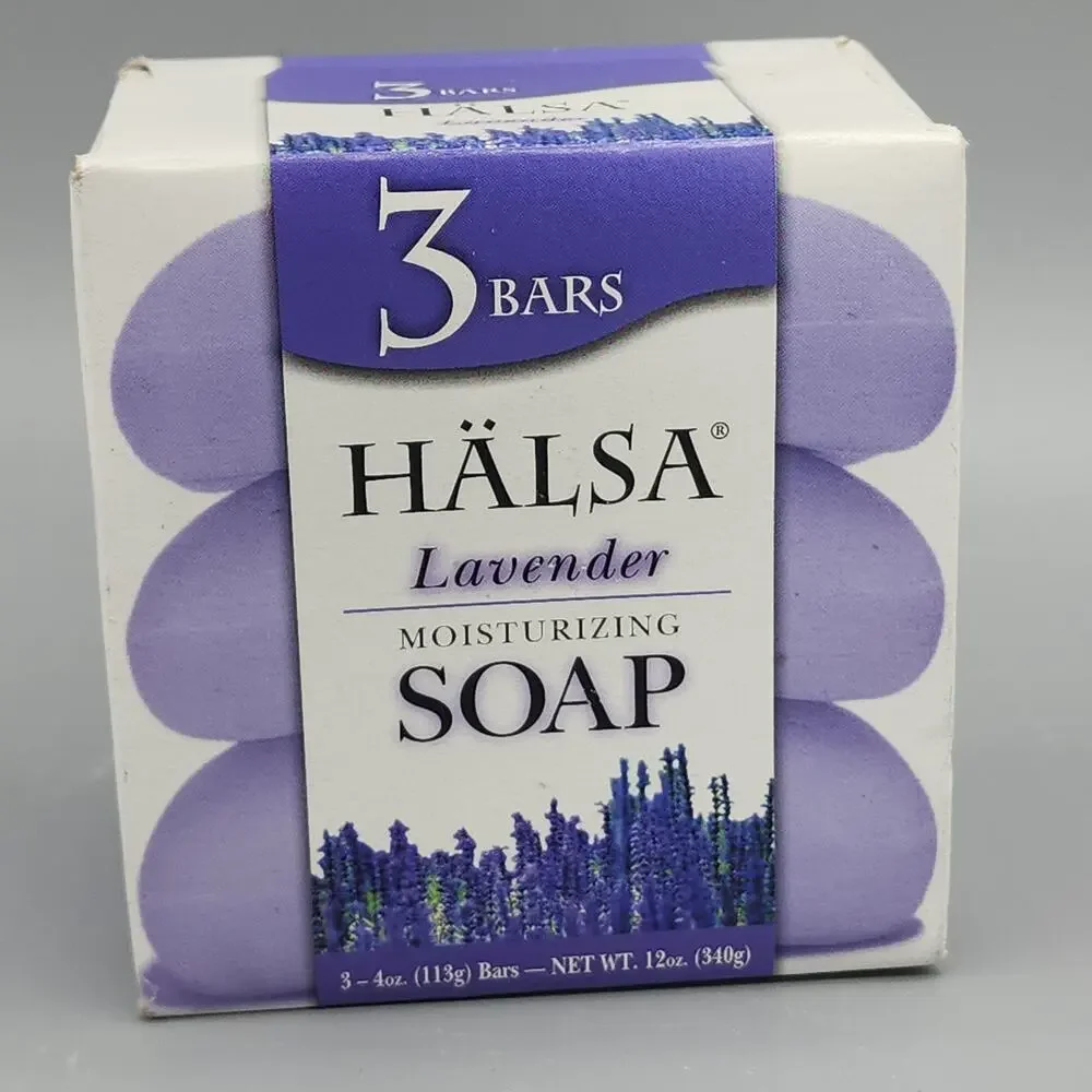 Lot of 3 Bars HALSA Lavender Moisturizing Bath Soap 4oz Each New in Box